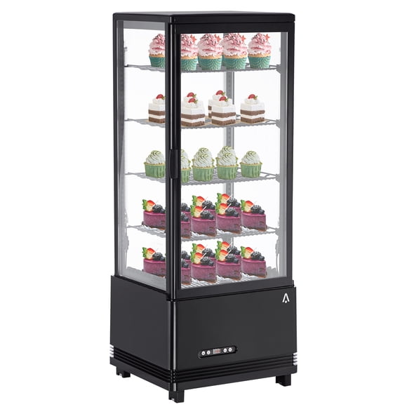 Commercial Display Refrigerator 3.5 Cu.Ft/98L Countertop Refrigerated Cake Display Case, Automatic Defrosting, Adjustable Shelves, Fridge with Digital Controller, LED Display, for Cafe, Bakery and R