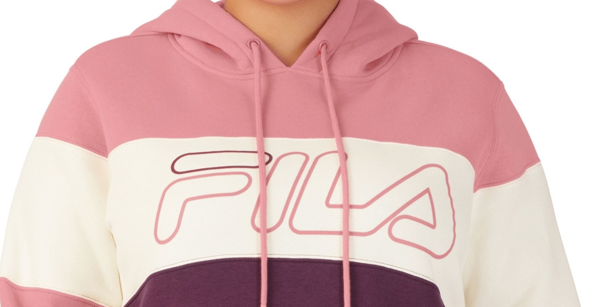 Fila Women s Timeless Logo Colorblocked Hoodie Pink Size 2X Walmart