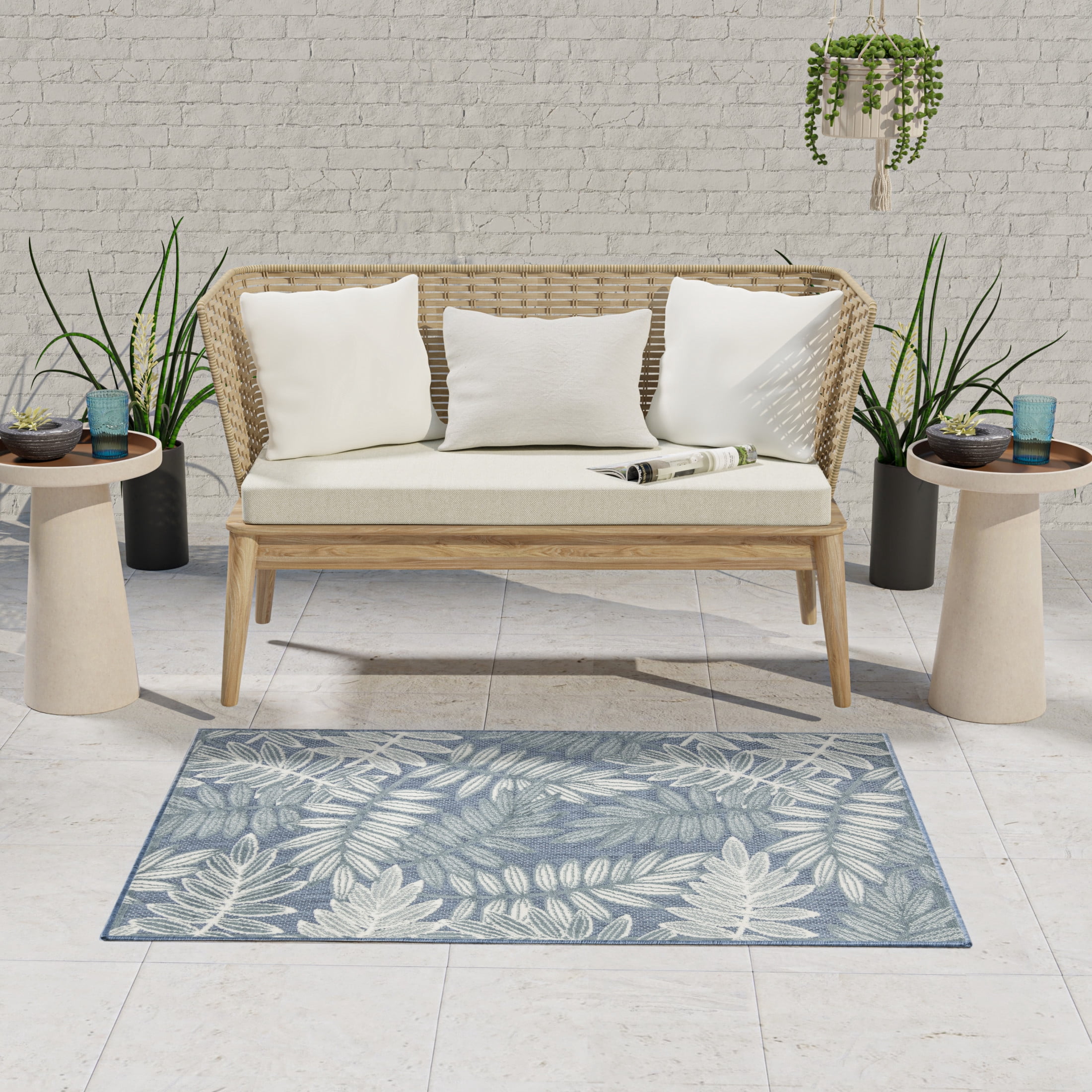 Nourison Aloha 2'8" x 4' Blue Modern Rug