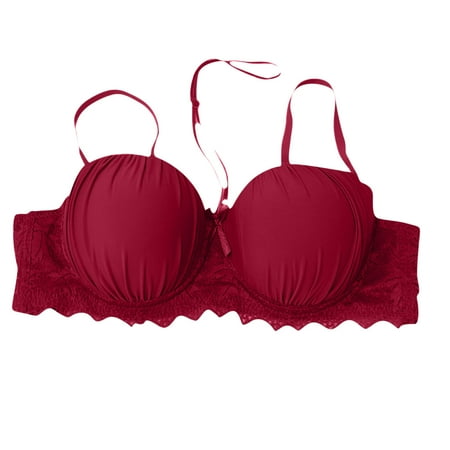 Nexjvus Nursing Bras for Breastfeeding Lace Bra Red