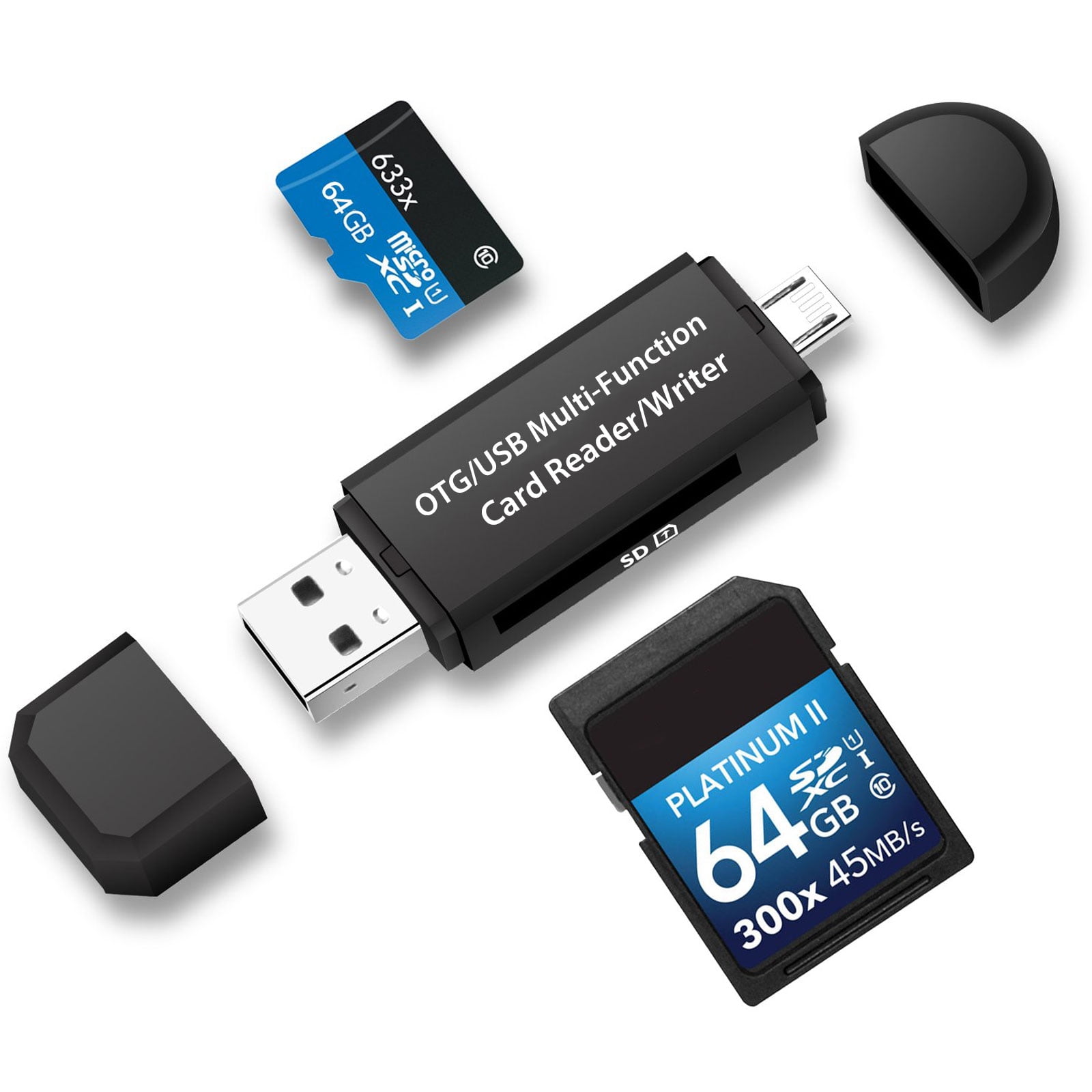 hudiemm0B OTG Card Reader 5-in-1 Type C Micro USB TF SD Card Reader Phone OTG Adapter for MacBook Windows 