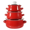 thumbnail image 1 of 3 Pcs Pot de Cuisine Multi-Usage en Émail Pot de Cuisson à Double Poignées Pot à Soupe Fond Plat, 1 of 8