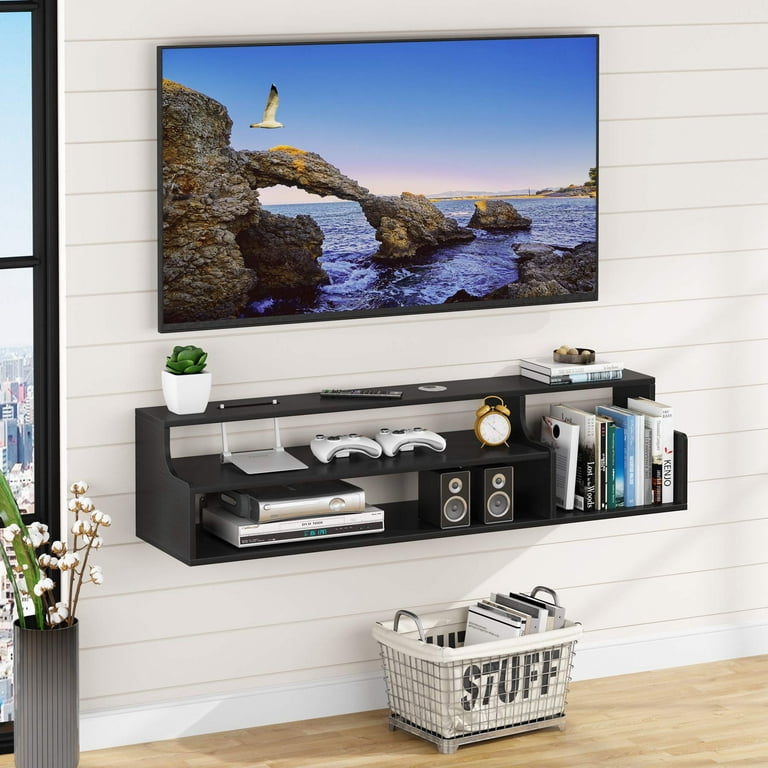 Tilmeld Orator Kristus TribeSigns 3 Tier Modern Floating TV Stand Wall Mounted Media Console Shelf  43.3x11.8x11 inch for Cable Box/Xbox One/DVD Player/Game Console Living  Room, Black - Walmart.com