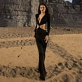 thumbnail image 5 of Cut-Out Evening Gown with Gold Belt Accent (L, White), 5 of 6