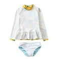 thumbnail image 4 of Toddler Baby Girls Long Sleeve Rash Guard 2-Piece Swimsuit Set Floral with Sun Protection Bodysuit Swimwear 1-10Y, 4 of 6