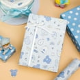 thumbnail image 4 of HOMERAL Newborn Baby Wrapping Paper Roll - 17Inch x 33Feet - Cute Baby Blue Boy Snapsuit and Bottles Design Gift Wrap Baby Shower Presents Sheet for New Baby, Birthday, Celebration and Party, 4 of 7