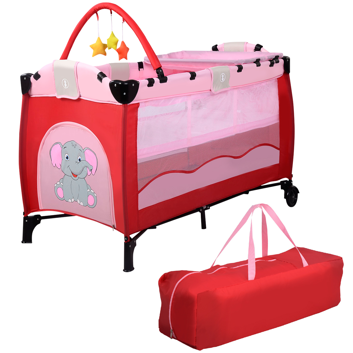 Topbuy Baby Crib Infant Bed Folding W/Carry Bag