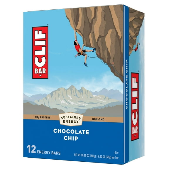 Clif Bar - Chocolate Chip - Made With Organic Oats - Non-Gmo - Plant Based - Energy Bars - 2.4 Oz. (12 Pack)