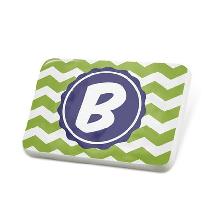 Porcelein Pin Monogram B Green Chevron Lapel Badge – NEONBLOND