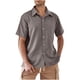 thumbnail image 1 of Mens Casual Manga Corta Botón Abajo Camisas, Verano de Moda de Color Sólido de Bolsillo para Casual Y Fiesta, 1 of 8