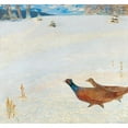 thumbnail image 2 of Hugo Baar 13x12 Black Ornate Wood Framed Double Matted Museum Art Print Titled: Pheasants in a Winter Landscape, 2 of 5