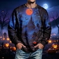 thumbnail image 5 of Men's Halloween Sweatshirt Haunted House Pullover Long Sleeve Scary Ghost Pumpkin Shirt Casual Spooky Graphic Top Gold L, 5 of 5
