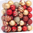 thumbnail image 1 of 50 bolas navideñas doradas y rojas, bolas decorativas navideñas de plástico, pequeñas bolas decorativas navideñas para decoraciones de festivales en interiores y exteriores (40, 1 of 5