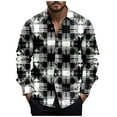 thumbnail image 3 of BiZtdJrK Long Sleeve Shirts for Men Plaid Button Down Shirt Loose Casual Work Tops 2025 Vacation Holiday Work Tops Black L Todays Sale, 3 of 6