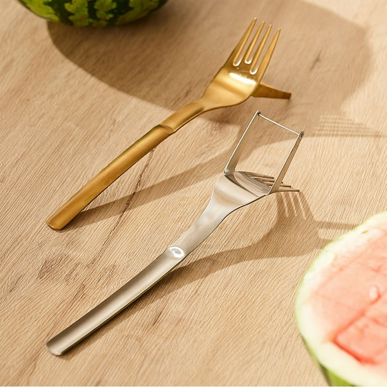 1pcs 2 In 1 Portable Watermelon Fork Slicer Multi-purpose Watermelon Slicer Cutter  Knife Stainless Steel Kitchen Fruit Cutting Fork