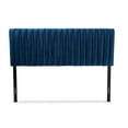 thumbnail image 3 of Baxton Studio Emile Modern and Contemporary Navy Blue Velvet Fabric Upholstered and Dark Brown Finished Wood King Size, 3 of 6