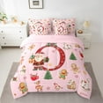 thumbnail image 3 of Manfei Red Initial O Letter 7pcs Bedding Comforter Set, Kawaii Cartoon Santa Claus Queen Bedding Sets, Christmas Reindeer Reversible Queen Sheet Sets, Luxury Bedroom Decor, 3 of 8