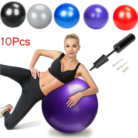 Zimtown 10PCS 55cm / 65cm / 75cm / 85cm Anti-Burst Exercise Yoga Balance Ball - Fitness Stability Training Ball with Air Pump for Pilates Workouts Weight Loss, Home