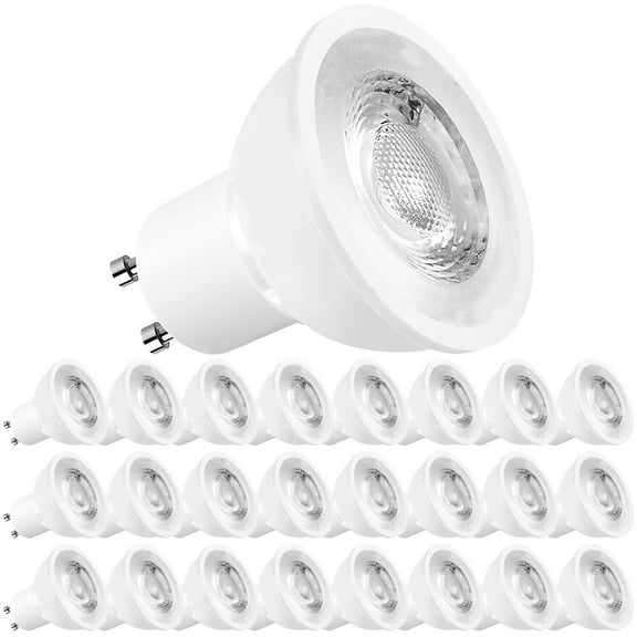 Luxrite MR16 GU10 Spotlight LED Bulbs, Dimmable, 3000K Soft White, 500 Lumens, Enclosed Fixture Rated, 24-Pack