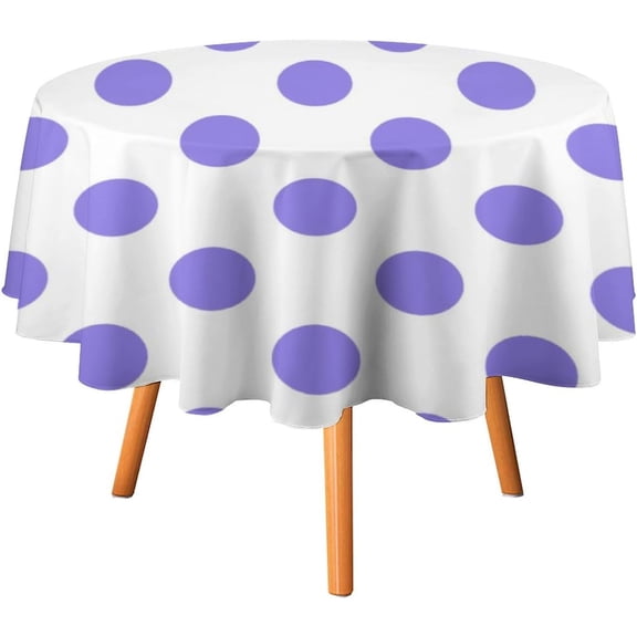 Tablecloth Blue Purple and White Polka Dots Table Cover 70inch Round Washable Table Cloth for Kitchen Dinning Party Tabletop Modern Decoration