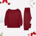 thumbnail image 3 of Rohuuque Family Matching Sets Christmas Jammies Solid Christmas Parent Set Solid Homewear Pajamas Two-Piece Set 2025 Red, 3 of 9
