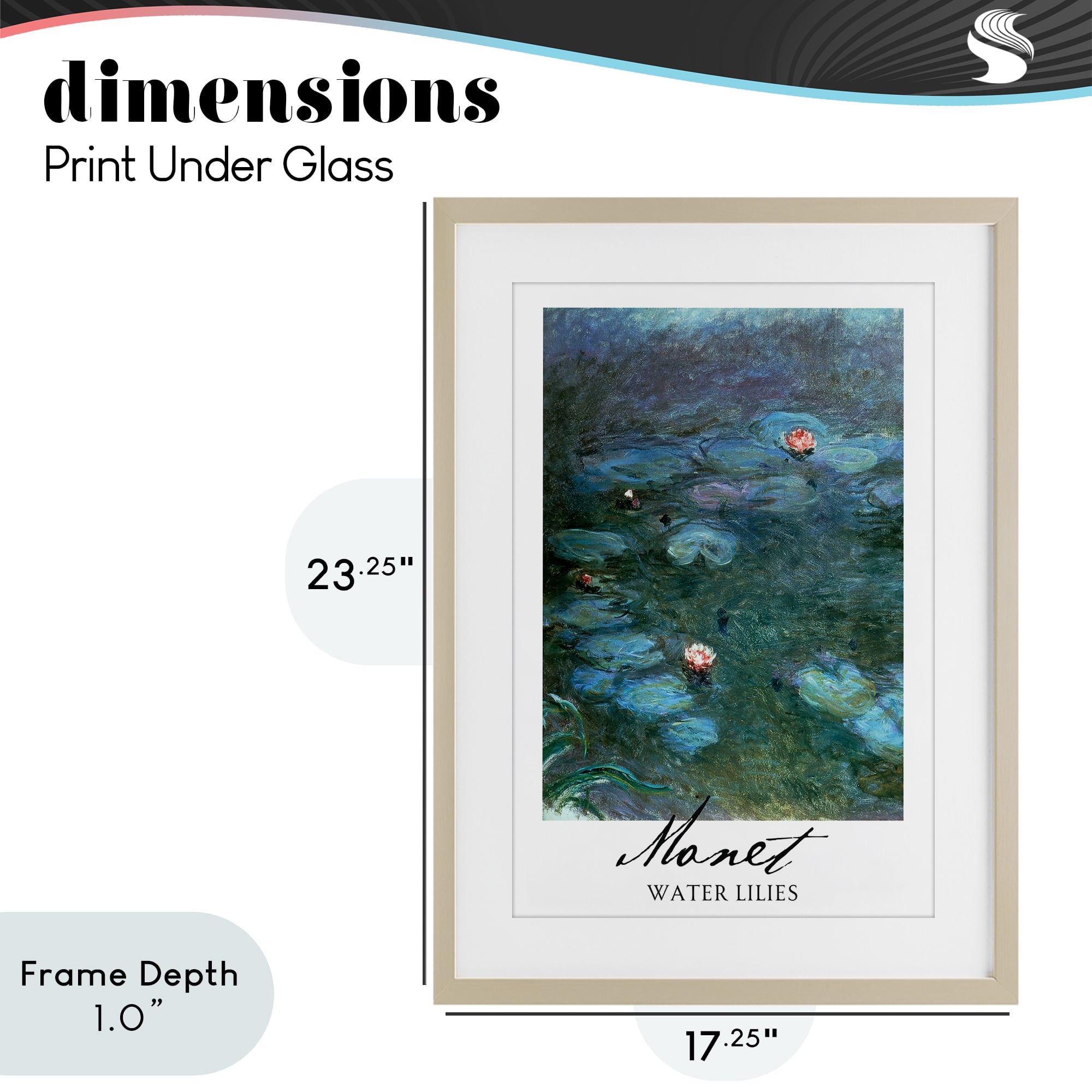 Stupell Industries Monet Water Lilies Birch Framed Print Under Glass, design by Vintage Hustle