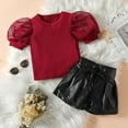 thumbnail image 3 of Vedolay Girl Shorts Tracksuit Girl's 2 Piece Outfit Sleeveless Tank Top and Graphic Print Colorblock Shorts Set,Red 2-3 Years, 3 of 4