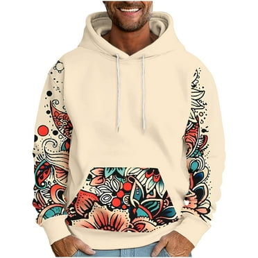 Vintage Floral Print Sweatshirt Graphic Sweatshirts for Men Trendy 1/4 Zip Pullover Men Fleece Oversized Hoodies for Men Graphic Cable Knit Sweater Men White