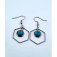 thumbnail image 5 of Round Turquoise Hexagon Silver Dangle Earrings RTHSDE, 5 of 6