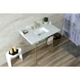 thumbnail image 3 of Kingston Brass LMS3622M8SQ7 Habsburg 36" Carrara Marble Console Sink with Brass Legs (8-Inch, 3-Hole), Carrara Marble White/Brushed Brass, 3 of 8