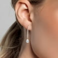 thumbnail image 3 of Gem Stone King 14K Yellow Gold White Moissanite and White Lab Grown Diamond Long Liner Dangle Earrings for Women | 1.70 Cttw | Gemstone Birthstone | Pear Shape 7X5MM | White Gold Chain Drop Earrings, 3 of 6