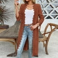 thumbnail image 6 of Atogsazn Women's Knitted Long Cardigans Tops Lace Flowy Long Sleeve Blouse Open Front Lightweight Outfit Shirts Brown M, 6 of 9