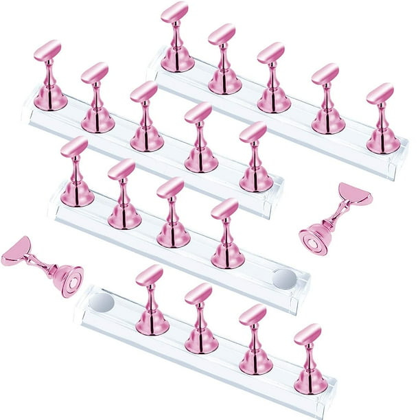 4Sets Pink Nail Stand for Press on Nails Display, Fake Nails