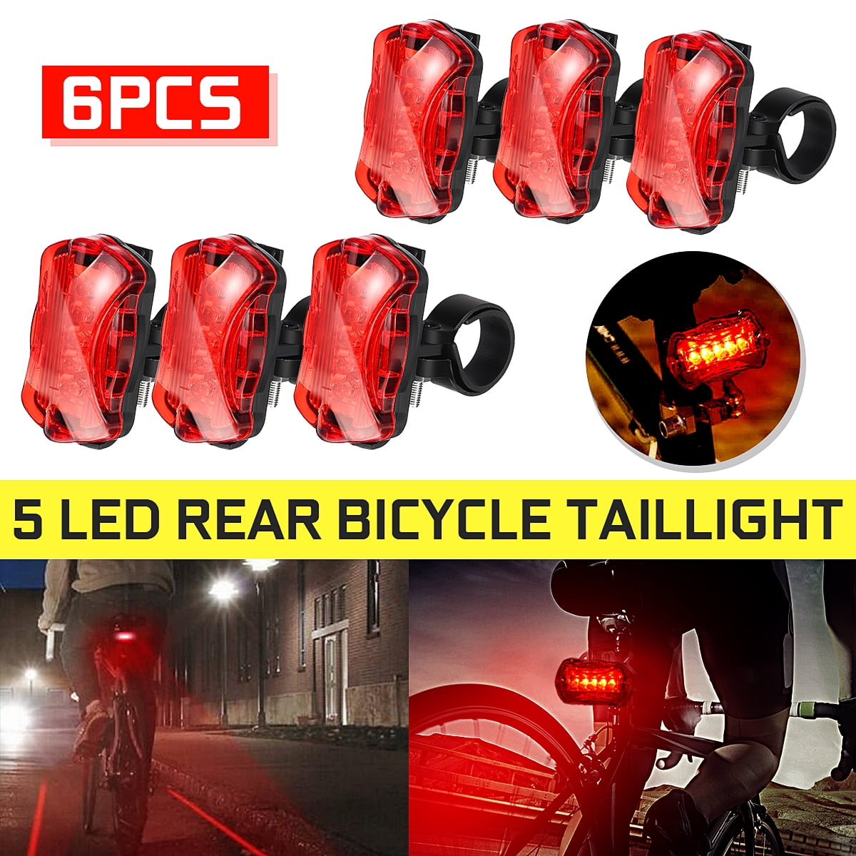 Silicone Cycling Bicycle Mountain Bike Tail Light Rear LED Warning Lamp 3 Modes