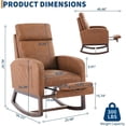 thumbnail image 2 of Rocking Nursery Chair for Mom Nursery,PU Rocking Chairs with Foot Rest,High Backrest& Wood Legs and Side Pocket for Living Room,Bedroom,Recliner Armchair,Brown, 2 of 7