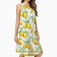 thumbnail image 2 of Watercolor Yellow Fruit Lemon Spring Summer Dresses For Women Fashion Dress Casual Sleeveless Loose Sundress With Pockets, 2 of 4