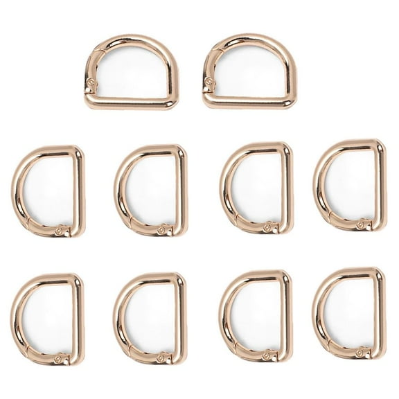 Naisfei 10 Pcs D Ring Spring Semicircle Metal Spring Key Ring, Belt Craft Project DIY Accessories, Semi-Circular Buckles Hand DIY Accessories for Purses, Bags, Handbag(Gold)