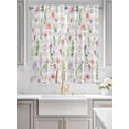 thumbnail image 2 of Pink Spring Floral Bathroom Window Curtain, Flowers Botanical Elegant Grey Checkered Light Filtering Coffee Kitchen Curtains, Bedroom Living Room Curtains 2 Panel 84"x63", 2 of 6