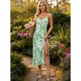 thumbnail image 2 of DARING DIVA Women's Sleeveless Bow Spaghetti Strap Sleepwear S Green with White Floral, 2 of 7