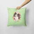 thumbnail image 2 of Carolines Treasures CK4366PW1414 Tricolor Cavalier Spaniel Green Flowers Fabric Decorative Pillow  14Hx14W multicolor, 2 of 4