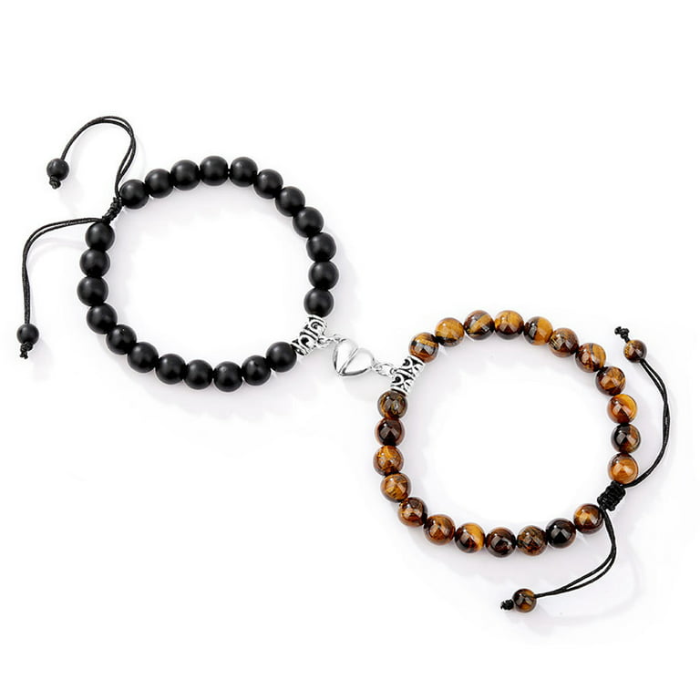Natural Stone Beads Lovers Distance Magnet Bracelets Jewelry Findings 2pcs  Set