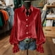 thumbnail image 2 of RKSTN Velvet Long Sleeve Shirts for Women Oversized Lapel Button Down Gold Velour T Shirts Top Womens Casual Solid Turndown Collar Button Up Loose Comfy Ruffle Cuff Tee Blouses Fall Spring Clothes, 2 of 8