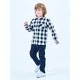 thumbnail image 2 of Boy Button Down Shirt Kid Flannel Shirt Toddler Buffalo Plaid Shirt Boys Western Shirts Long Sleeve Father Son Shirt(Black-White), 2 of 8
