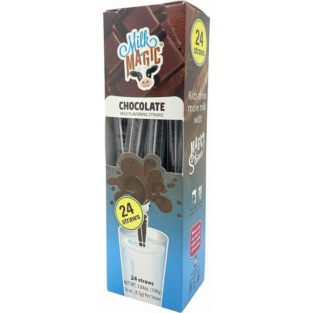 Pajitas aromatizantes Milk Magic Chocolate con sabor a leche, caja de 24