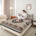 thumbnail image 4 of jejeloiu Vintage Aztec Rhombus Bed Sheets,Boho Tribal Geometric King Sheets,Brown White Black Sheet Set For Kids,Luxury Bedroom Decor,4pcs, 4 of 7