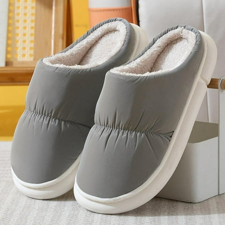 

Autmor Women s Men s Winter House Warm Plush Slippers Indoor Outdoor Casual Slip On Shoes Memory Foam Anti-Skid Rubber Sole Mules