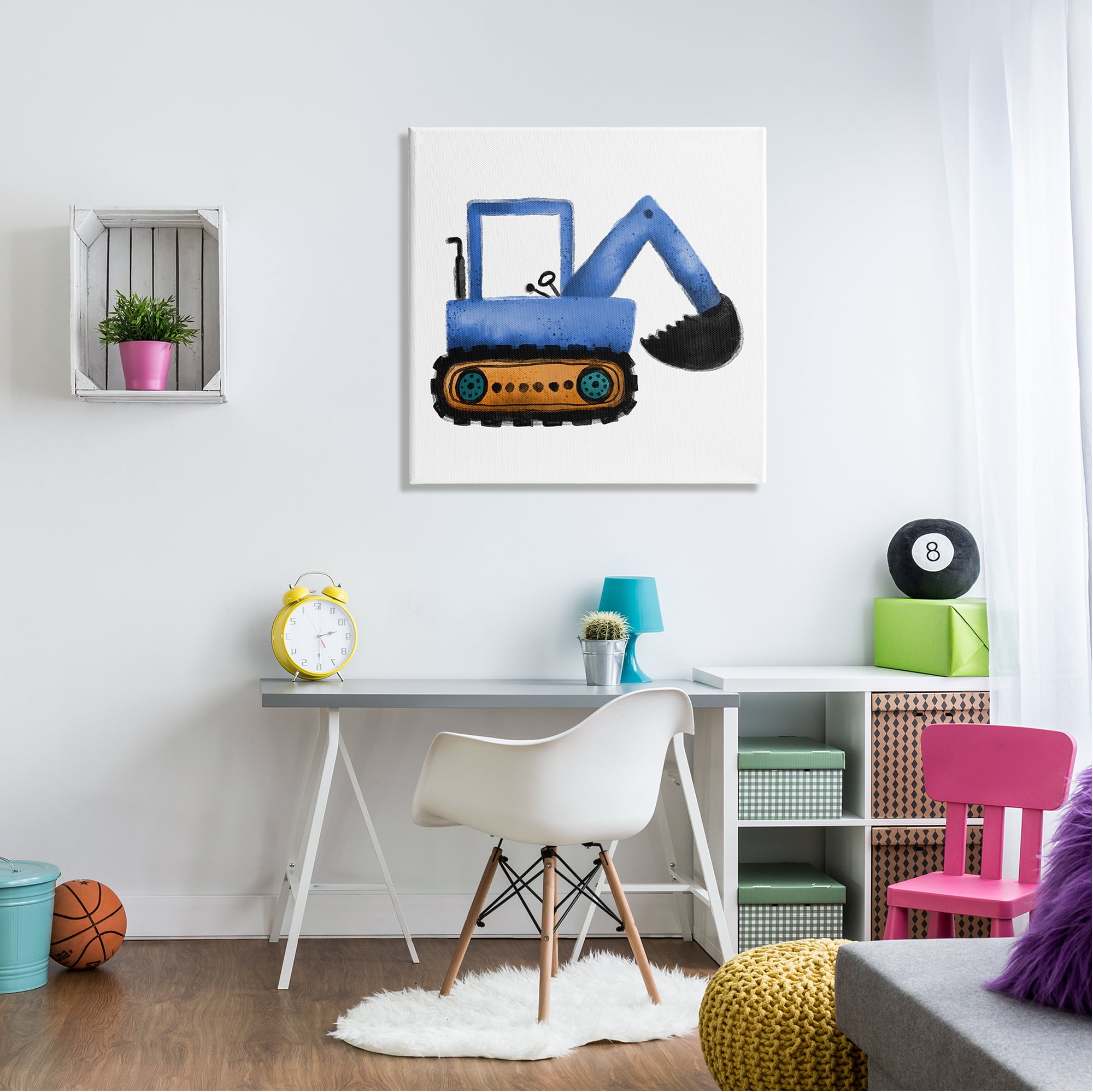 Stupell Blue Construction Excavator Vehicle Transportation Painting Gallery Wrapped Canvas Print Wall Art