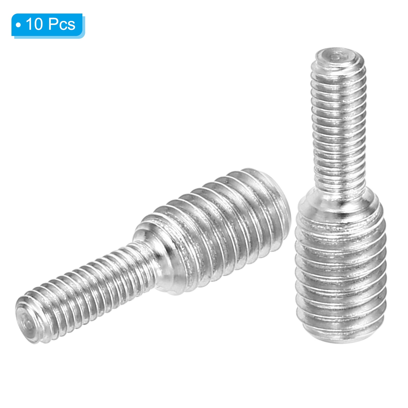 Uxcell M4x0.7 To M6x1 Double End Threaded Stud Screw Bolt 304 Stainless Steel Rod Reducer Adapter 20mm Long 10pcs