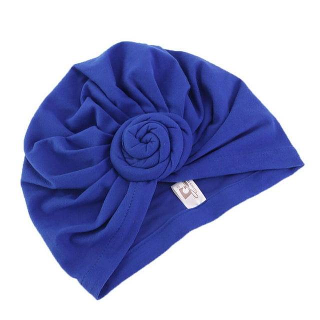 Envolturas para la cabeza Qarigey mujer diseño elástico nudos de flores gorros con nudo azul real