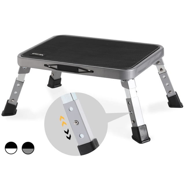Taburete plegable Double Elite de 3 niveles, ajustable, gris/negro